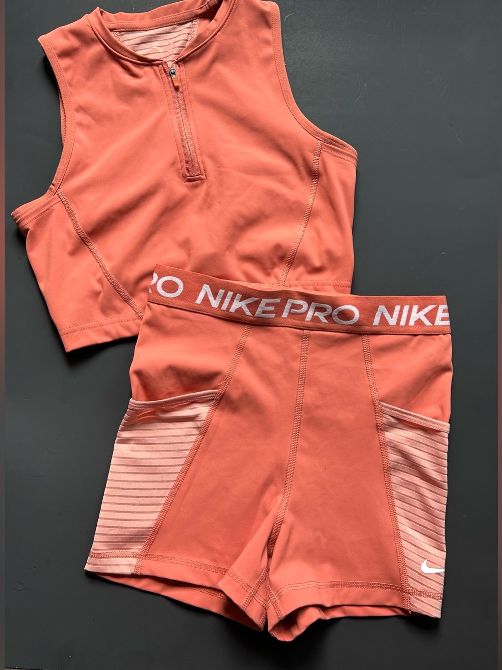 Nike Pro Matching Set — Peach/Terracotta, Size S